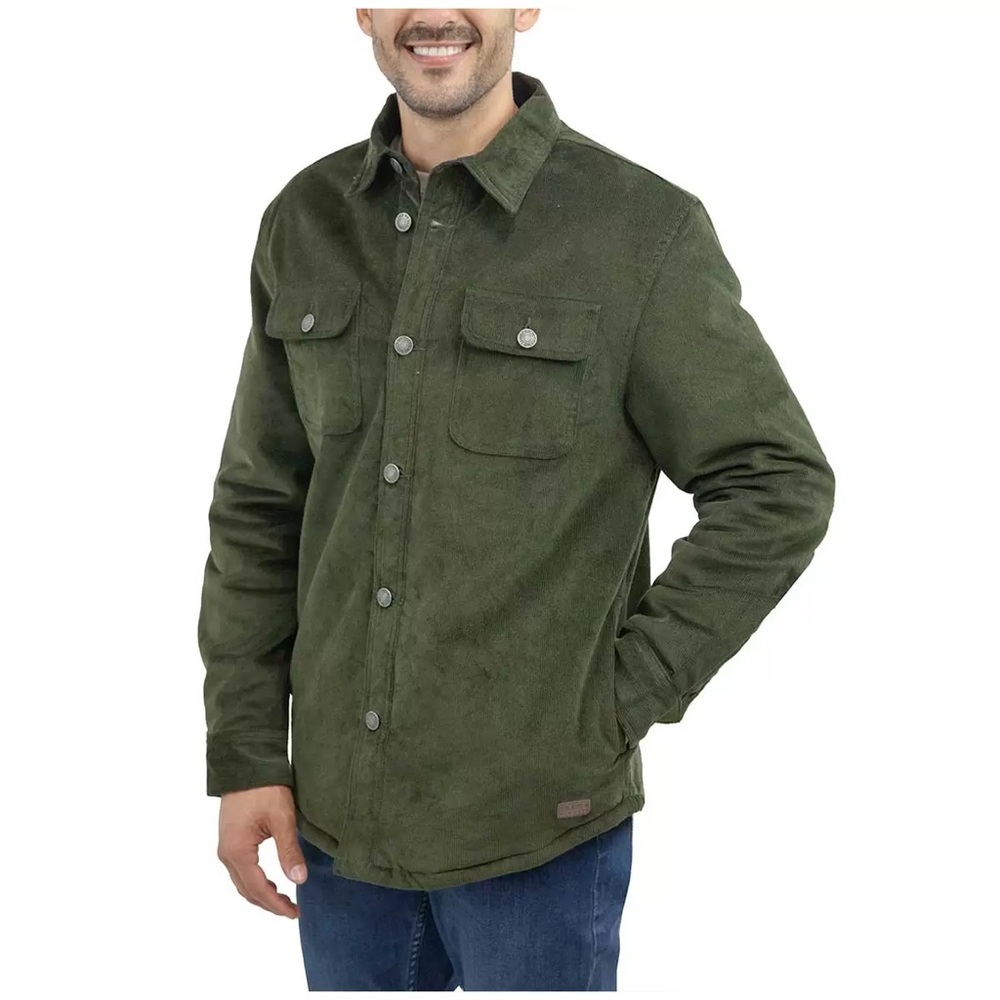 Jachs Sherpa Lined Corduroy Shirt Jacket Olive